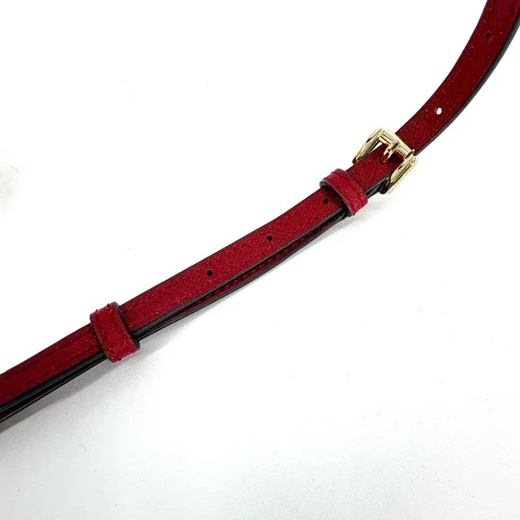 Michael Kors Jet Set Travel Saffiano Leather Crossbody Red - Gold Chain Strap EC - Picture 13 of 15